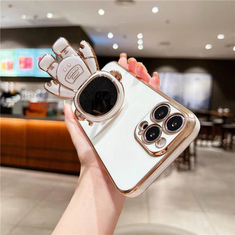 Phone Case with Foldable Astronaut Kickstand and Adjustable Viewing Angles