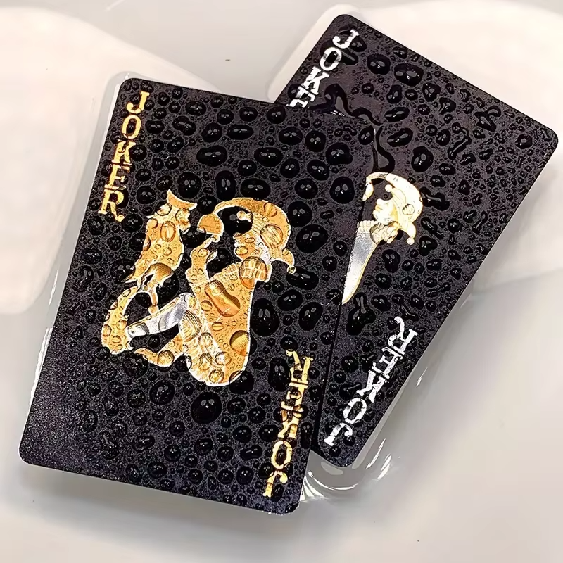 Waterproof Plastic Playing Cards with Gold Print for Travel and Game Use