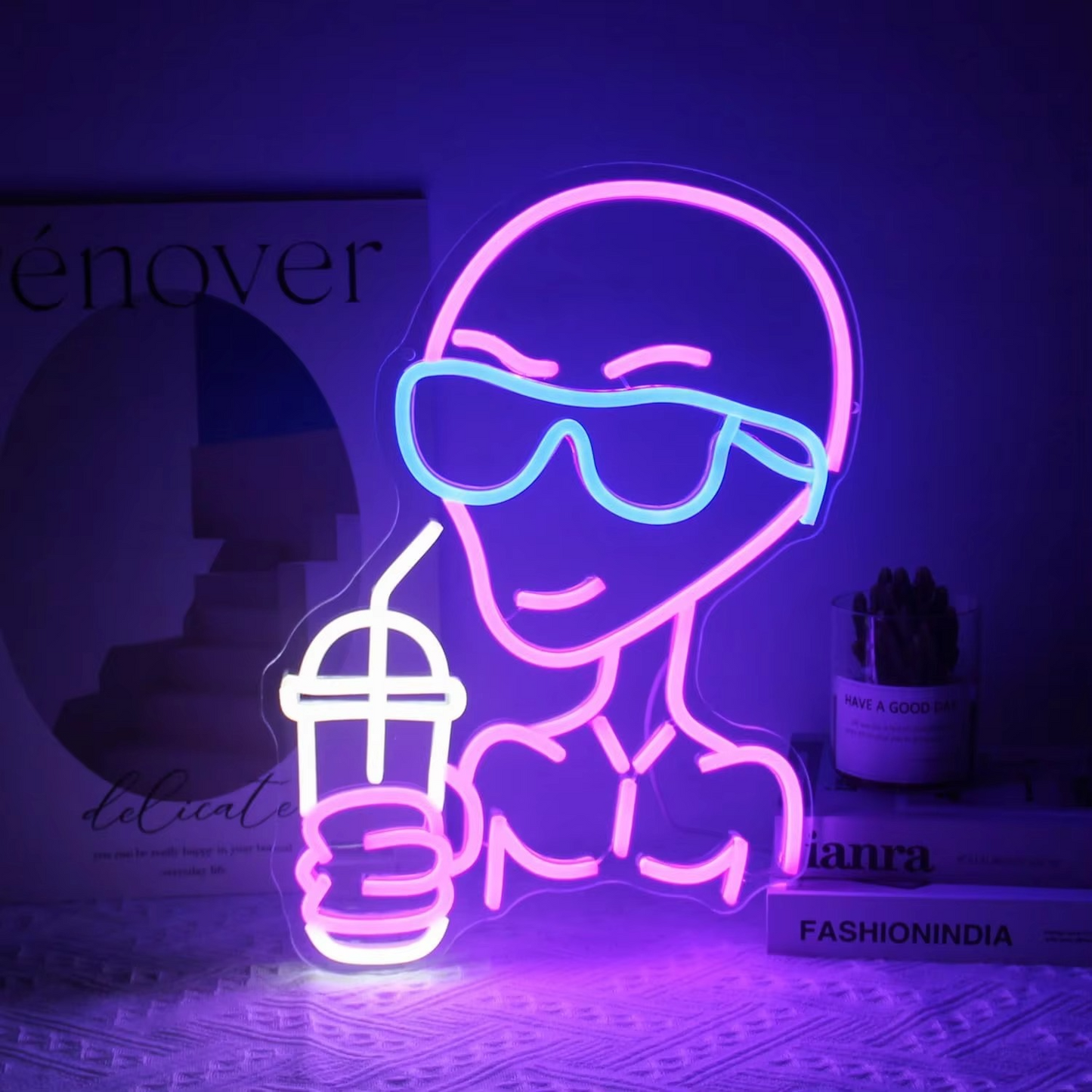 Alien LED Neon Wall Sign with Cosmic Design and Wall Mount Hardware