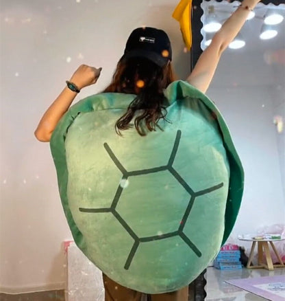Turtle Shell Plush Pillow with Curved Support and Cotton Cover