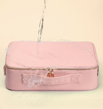 Makeup Organizer Case with Adjustable LED Mirror and Multiple Compartments