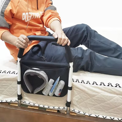 Adjustable Bedside Support Rail with Ergonomic Non Slip Handle and Steel Frame