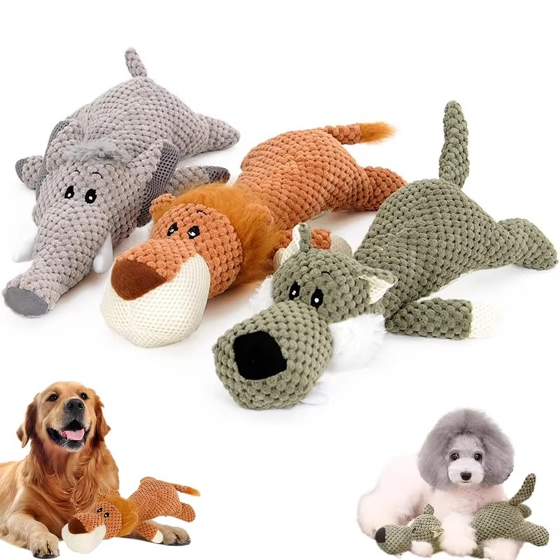 Large Breed Plush Dog Toy with Built-In Squeaker and Machine Washable Fleece