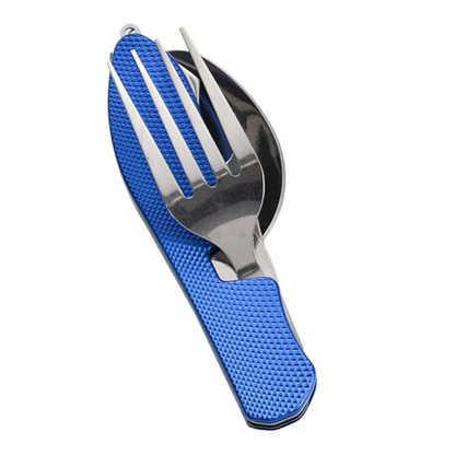 Foldable Camping Utensil Set with Stainless Steel Knife Fork Spoon Case