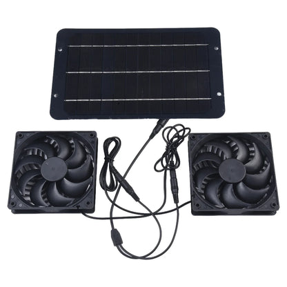 Solar Dual Exhaust Fan System with 10W Panel and Weatherproof Housing for Greenhouses