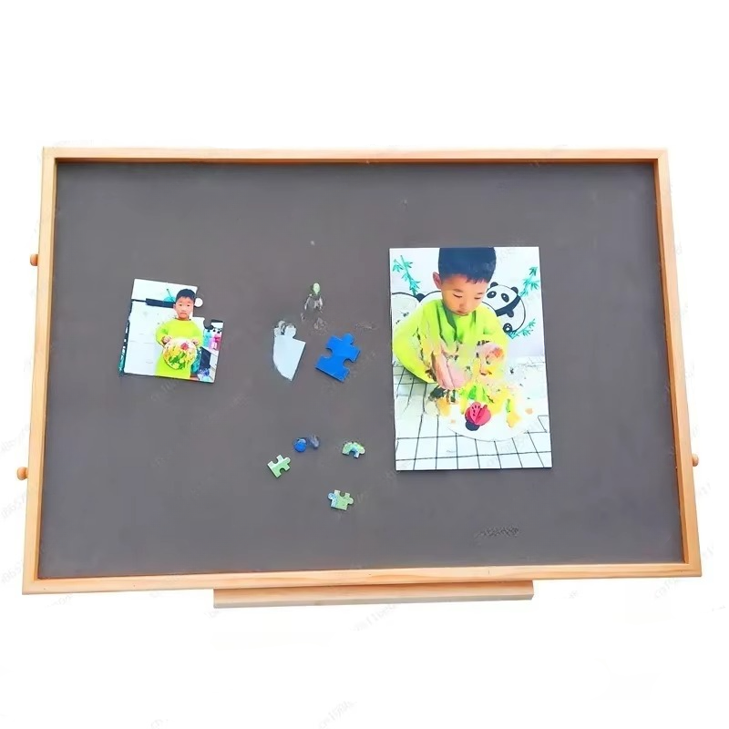 Wooden Puzzle Table with Side Drawers and Auxiliary Board for Puzzles Up to 1500 Pieces