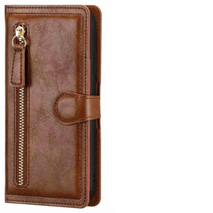iPhone Wallet Case with Zipper Closure and Built In Stand, Multiple Card Slots