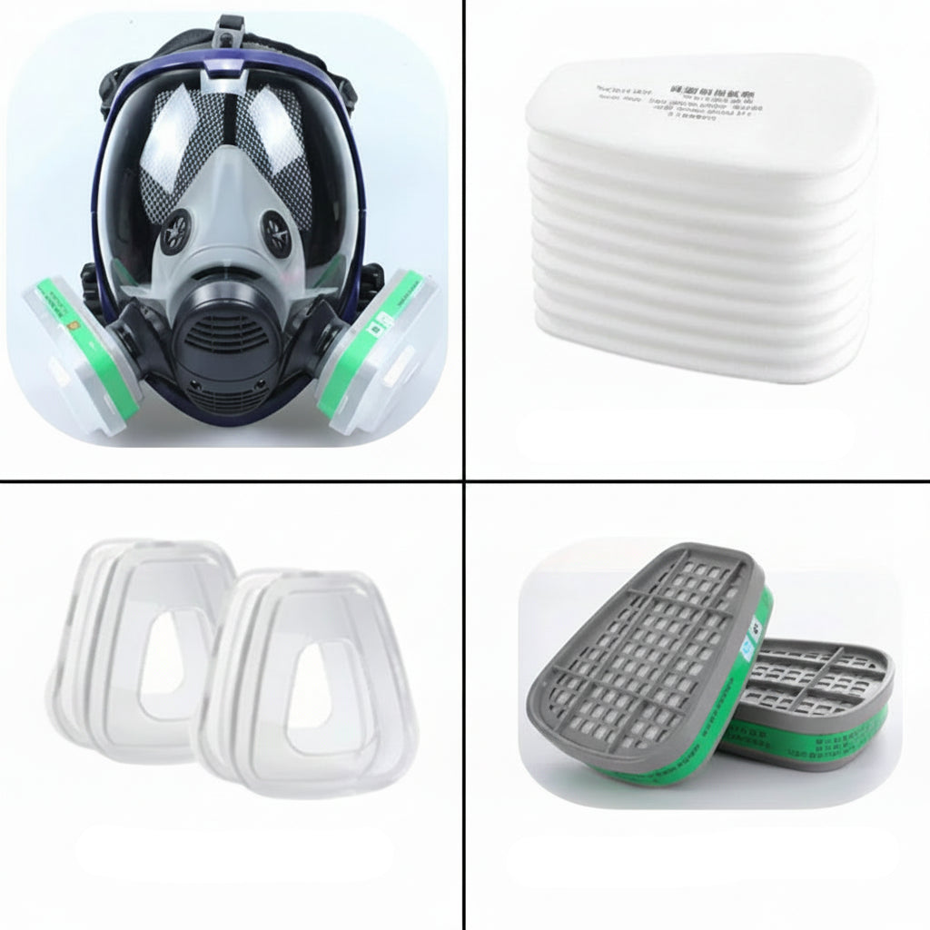 Full Face Respirator Mask with Polycarbonate Visor and Replaceable Filter Cartridges