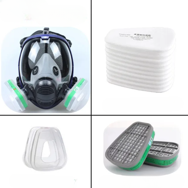 Full Face Respirator Mask with Polycarbonate Visor and Replaceable Filter Cartridges