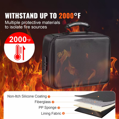 Fireproof Waterproof Document Organizer Bag with Reinforced Handles for Travel
