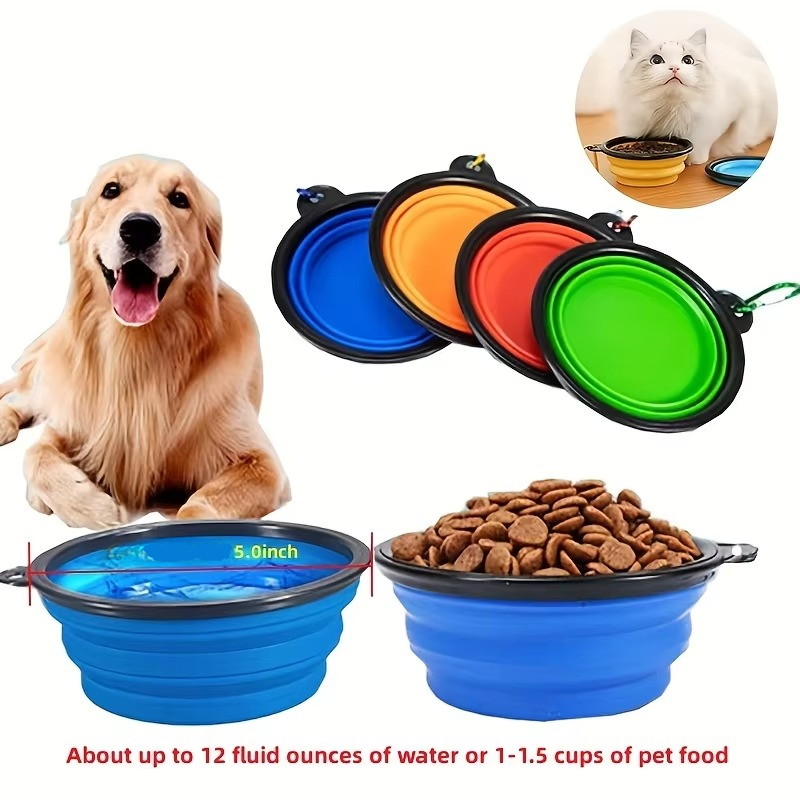 Portable Silicone Pet Bowl with Collapsible Design for Food and Water