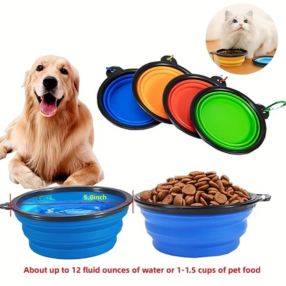 Portable Silicone Pet Bowl with Collapsible Design for Food and Water