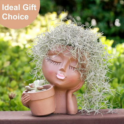Dual Face Sculptural Planter with Drainage System and Indoor-Outdoor Versatility