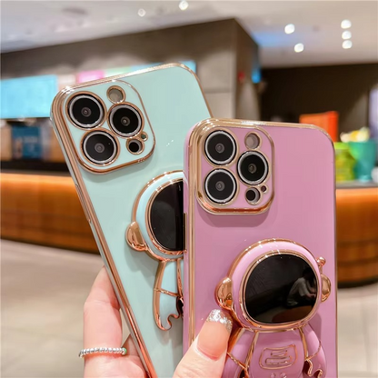 Phone Case with Foldable Astronaut Kickstand and Adjustable Viewing Angles