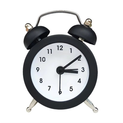 Rabbit Ear Twin Bell Alarm Clock with Low Noise Sweep and Metal Frame