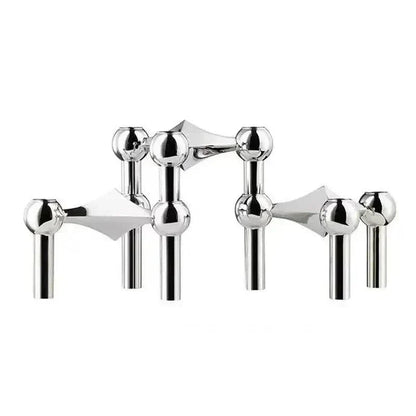 Modern Molecular Metal Candle Holder, Nordic Inspired Silver Centerpiece for Elegant Home Décor