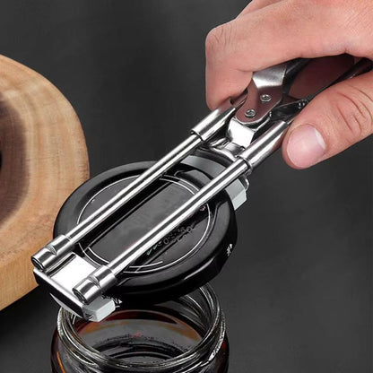 Adjustable Jar Opener with Sliding Gear Mechanism and Rubber Padding, Stainless Steel