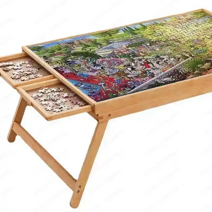 Folding Wooden Puzzle Table with Four Storage Drawers for Puzzles Up to 1500 Pieces