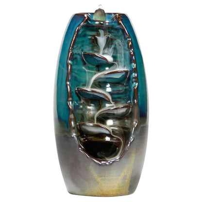 Backflow Incense Burner with Mountain Design and 50 Cones, Ceramic Waterfall