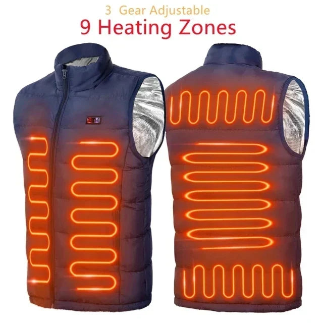 Heated Vest with 9 Zones and 3 Temperature Settings for Outdoor Use