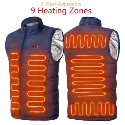 Heated Vest with 9 Zones and 3 Temperature Settings for Outdoor Use