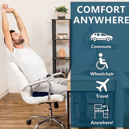 Gel and Memory Foam Seat Cushion with Non Slip Base