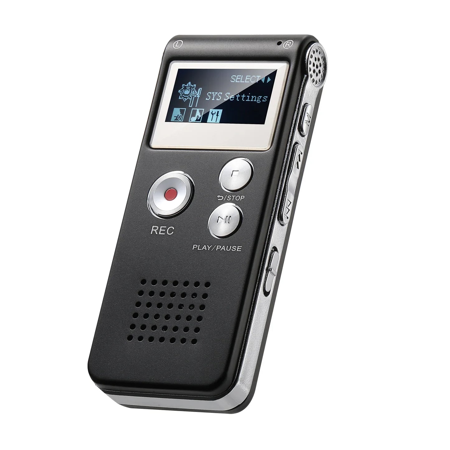 Compact Voice Activated Digital Recorder with Built-In Speaker and Headphone Jack