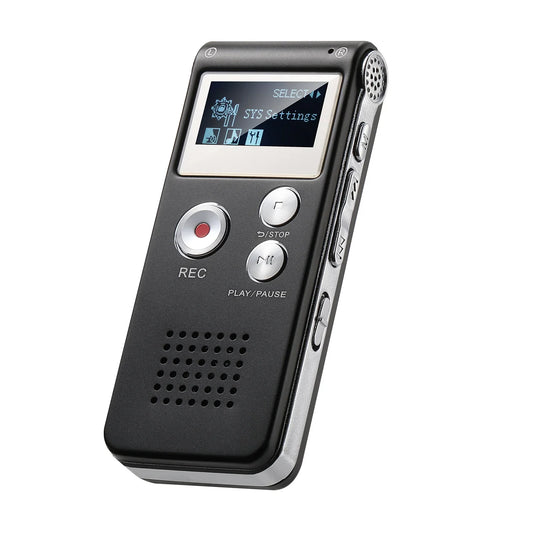 Compact Voice Activated Digital Recorder with Built-In Speaker and Headphone Jack