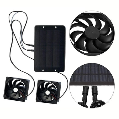 Solar Dual Exhaust Fan System with 10W Panel and Weatherproof Housing for Greenhouses