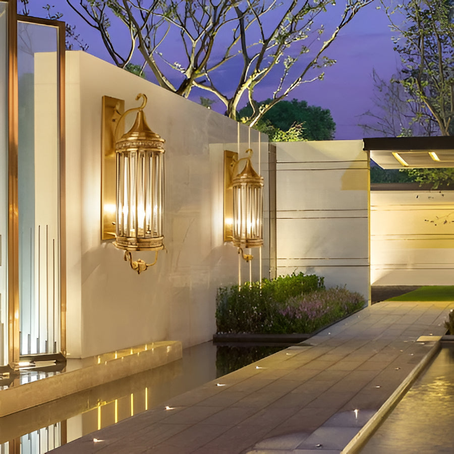 Elegant European Copper Outdoor Wall Sconce with IP65 Waterproof Rating in Two Sizes