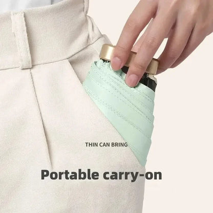 Compact Folding Umbrella with Vinyl Canopy and UV Protection, Wind Resistant