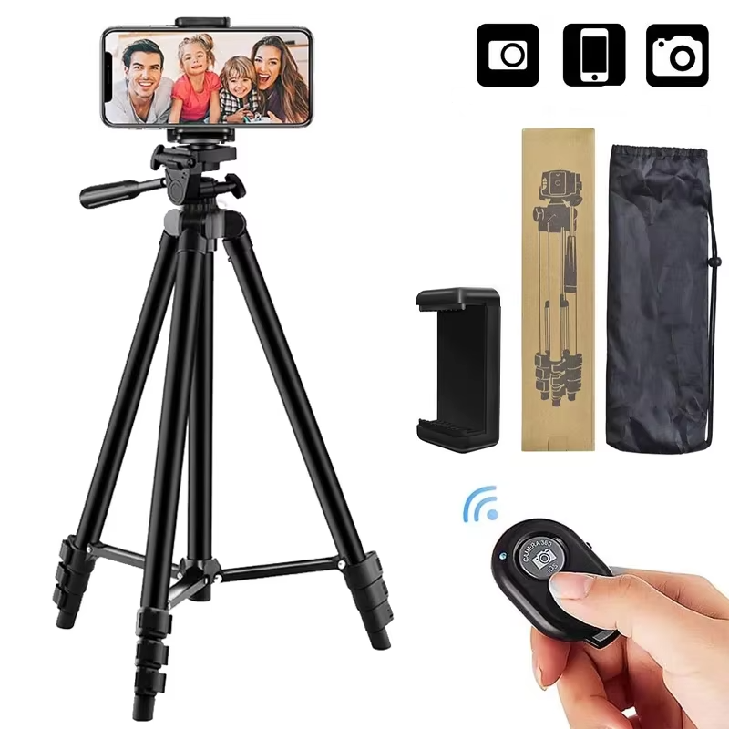 Lightweight Tripod Stand with Wireless Remote for Smartphones and DSLR Cameras