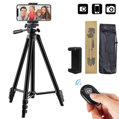 Lightweight Tripod Stand with Wireless Remote for Smartphones and DSLR Cameras