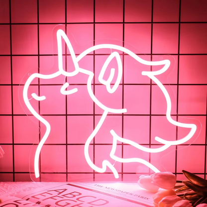 LED Neon Unicorn Sign with Adjustable Dimmer and Wall Mount