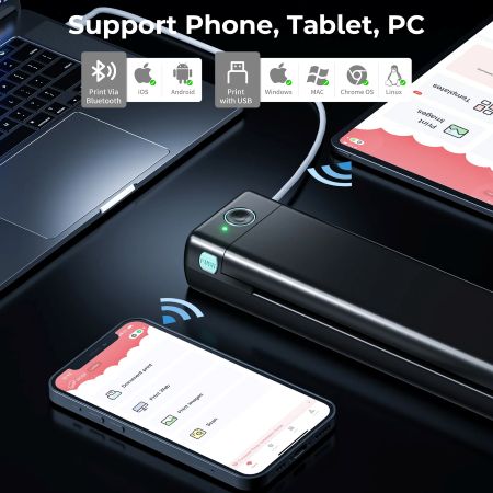 Wireless A4 Thermal Printer with No Ink Needed for Smartphones and Laptops