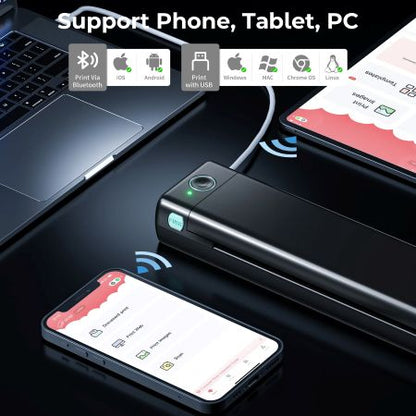 Wireless A4 Thermal Printer with No Ink Needed for Smartphones and Laptops