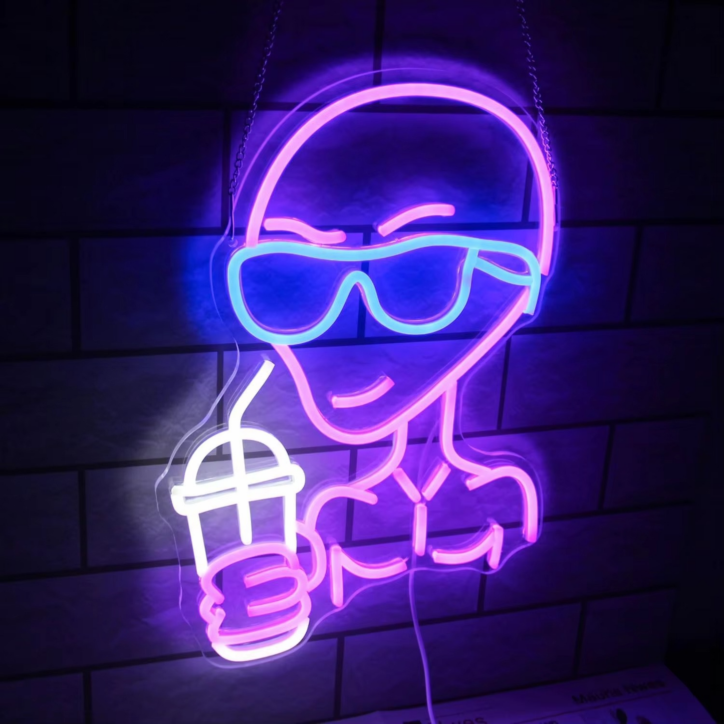 Alien LED Neon Wall Sign with Cosmic Design and Wall Mount Hardware