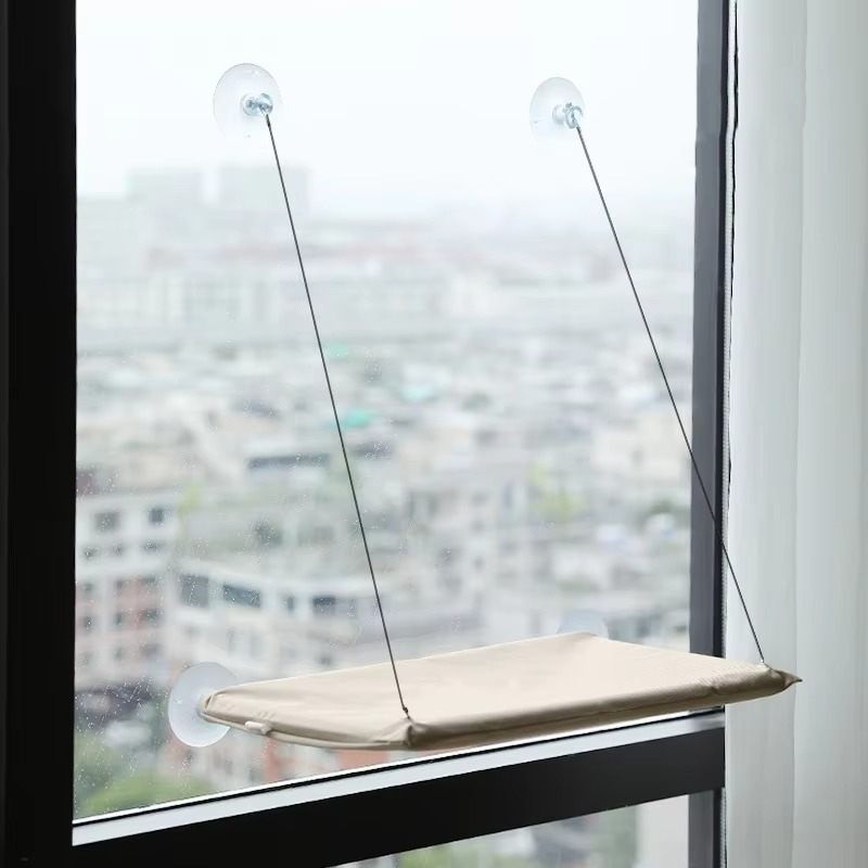Cat Window Hammock with Suction Cups and Plush Fabric Bed, 24x12 Inches