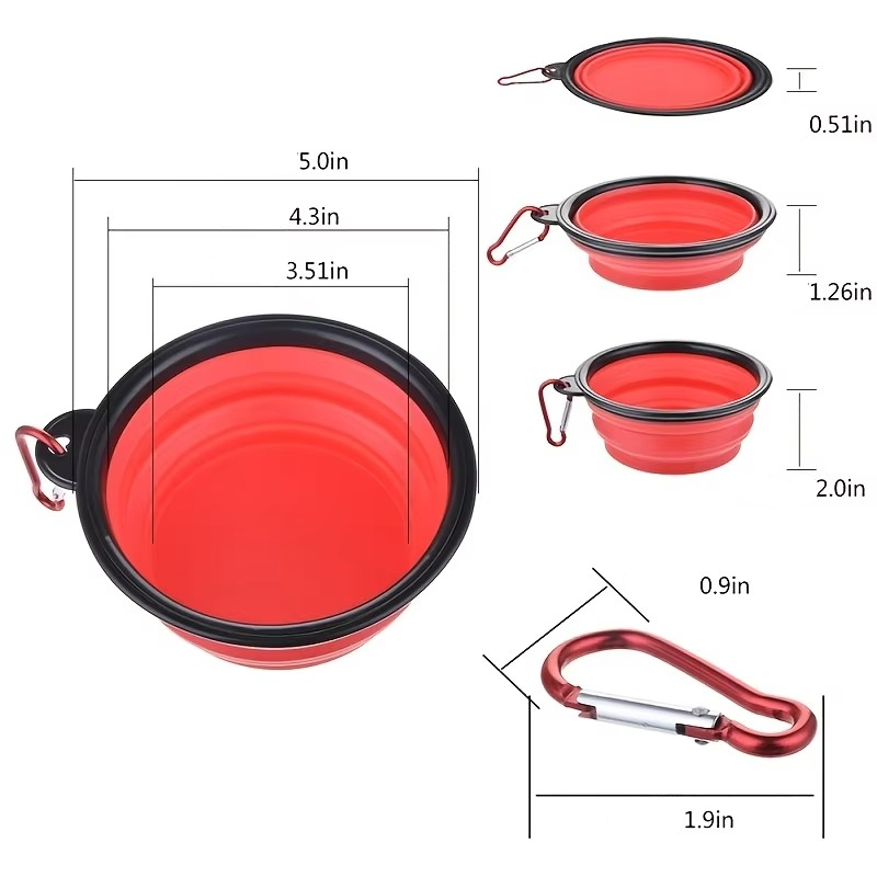 Portable Silicone Pet Bowl with Collapsible Design for Food and Water