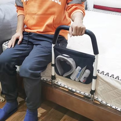 Adjustable Bedside Support Rail with Ergonomic Non Slip Handle and Steel Frame