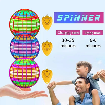 Hand-Controlled Flying Spinner with LED Light Display and Boomerang Return Flight