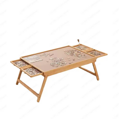 Folding Wooden Puzzle Table with Four Storage Drawers for Puzzles Up to 1500 Pieces