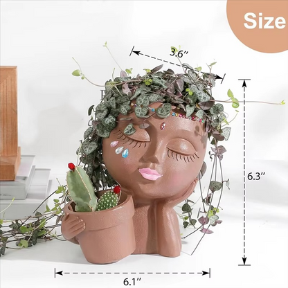Dual Face Sculptural Planter with Drainage System and Indoor-Outdoor Versatility
