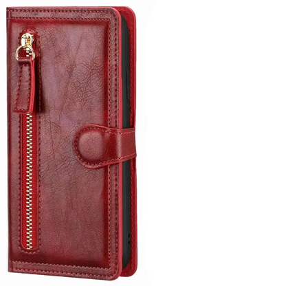 iPhone Wallet Case with Zipper Closure and Built In Stand, Multiple Card Slots
