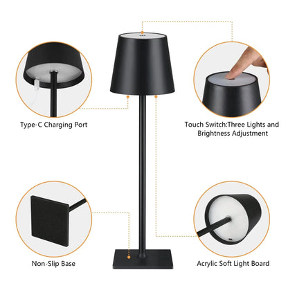 Adjustable LED Desk Lamp with Flexible Neck and Touch Control, 3 Color Modes