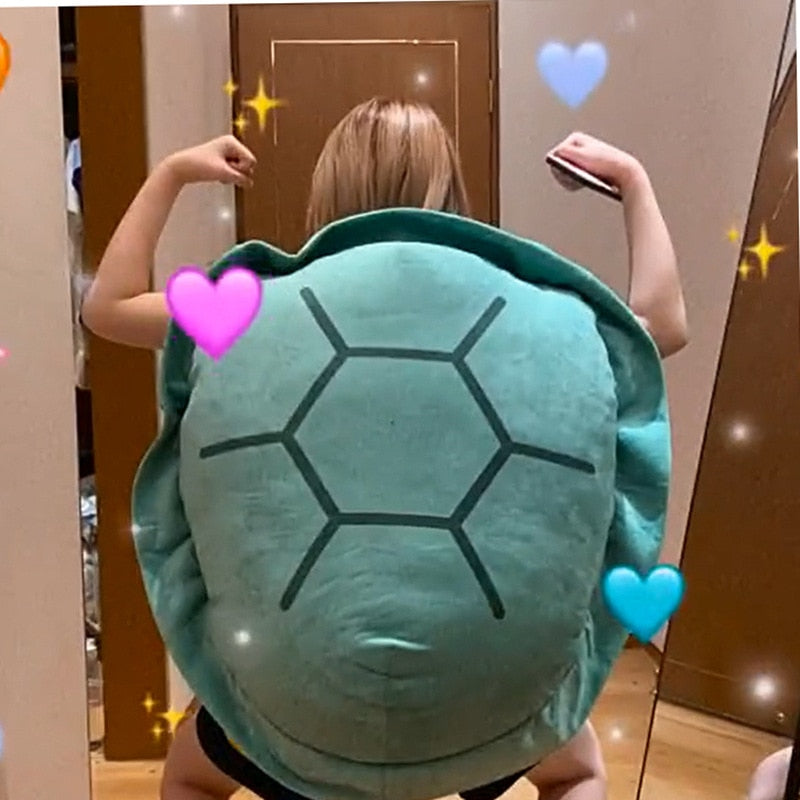 Turtle Shell Plush Pillow with Curved Support and Cotton Cover