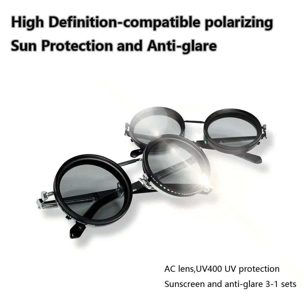 Adjustable Polarized Sunglasses with Round Frame and UV400 Protection