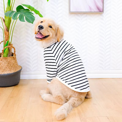 Cotton Dog T-Shirt with Striped Pattern and Breathable Weave for Medium to Large Dogs