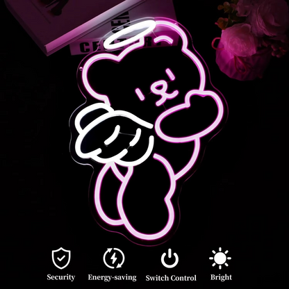 Bear Neon Light with Adjustable Dimmer and USB Power, Warm Ambient Glow