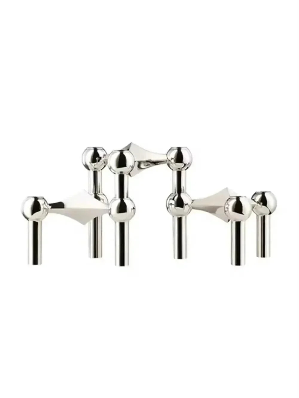 Modern Molecular Metal Candle Holder, Nordic Inspired Silver Centerpiece for Elegant Home Décor